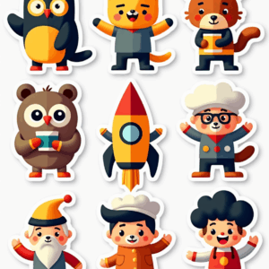 Cartoon Characters & Mascots - Sticker Sheet v15